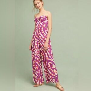 ❤️ Tracy Reese x Anthropologie Geometric Strapless Wide Leg Jumpsuit Size 6P